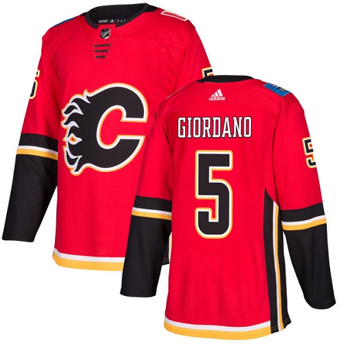 Men's Adidas Calgary Flames #5 Mark Giordano Red Stitched NHL Jersey